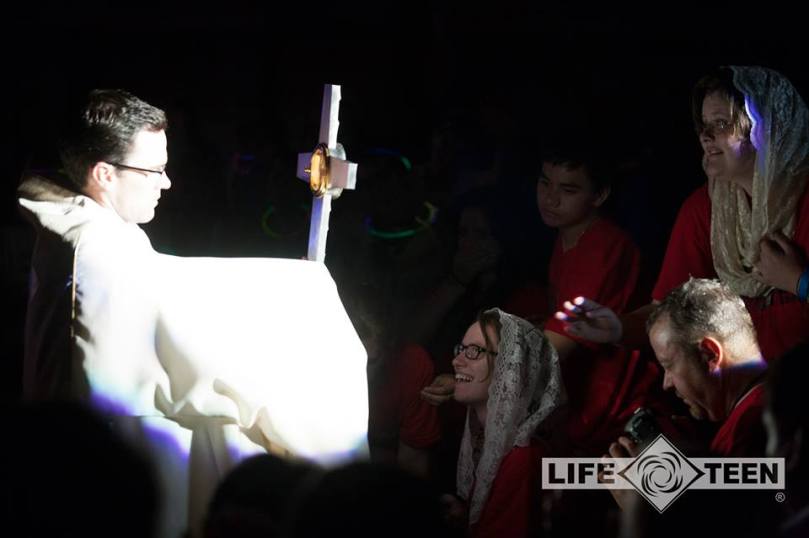 From Steubenville West last year- you see the monstrance, the worship and love on the faces of the people there? That's what adoration on Steubie looks like. 